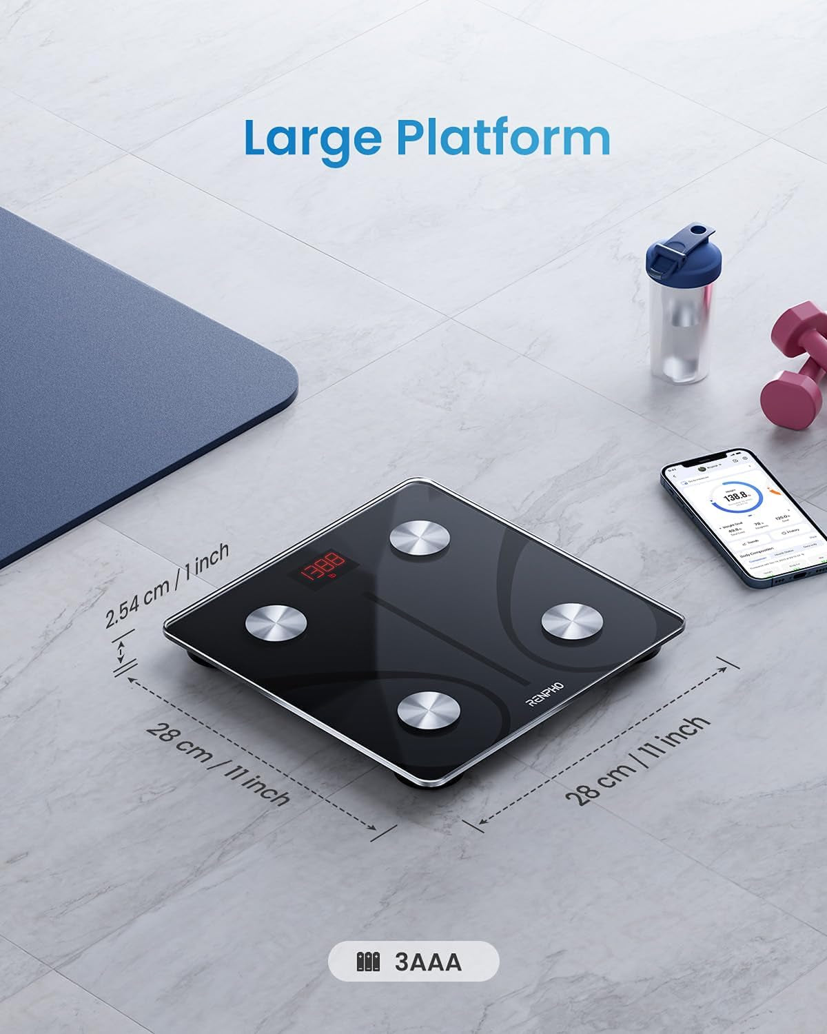 RENPHO Slimme Weegschaal - Bluetooth & App - Zwart